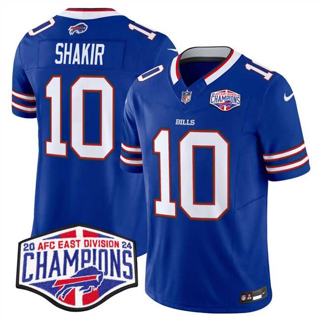 Mens Buffalo Bills #10 Khalil Shakir Royal F.U.S.E. 2024 AFC East Division Champions Vapor Limited Stitched Jersey